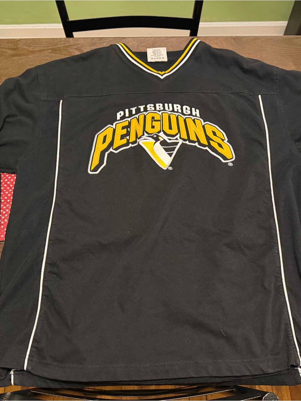 Lee Pittsburgh Penguins Black and Yellow Hockey Jersey